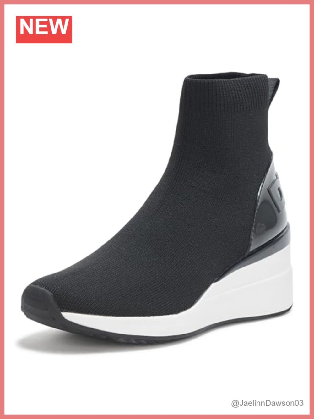 DKNY Permila Hightop Wedge Sneaker Women's Black Leather Pull-On Casual